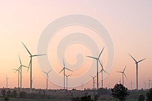 Wind turbine renewable energy at sunset