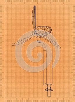 Wind Turbine - Retro Blueprint