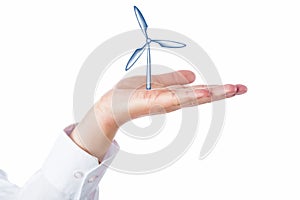 Wind Turbine Rising In The Palm Of A Hand