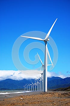 Wind Turbine in a single row photo
