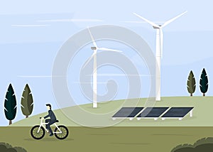 Wind turbine and solar cell energy, renewable energy