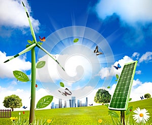 Wind turbine and solar cell grows