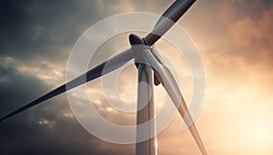 Wind turbine spinning, powering sustainable energy future generated by AI