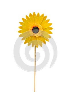 Wind turbine sunflower isolated on white background included clipping path. windmill toy