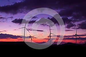 wind turbine sunset time