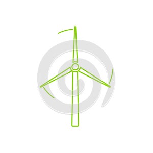 Wind turbine tower linear icon. Vector design