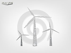 Wind turbine from transparent water drop vector