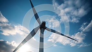 Wind turbine turning, generating alternative energy for sustainable growth generated by AI