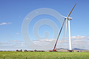 Wind turbine under construction