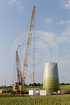 Wind turbine under construction