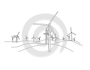 Wind turbine vector illustration. black