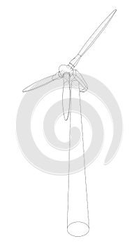 Wind turbine. Vector rendering of 3d