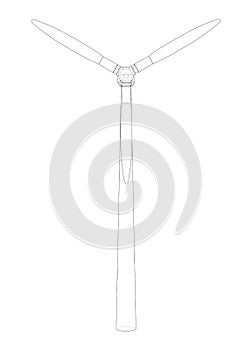 Wind turbine. Vector rendering of 3d