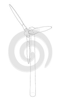 Wind turbine. Vector rendering of 3d