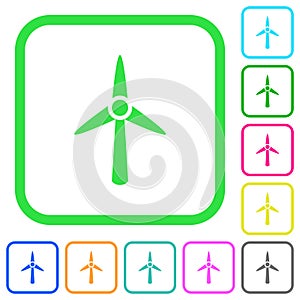 Wind turbine vivid colored flat icons