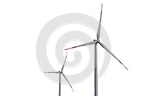 Wind turbine on a white background.