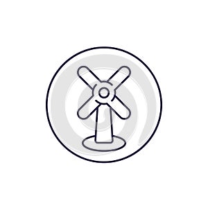 Wind turbine, windfarm line icon