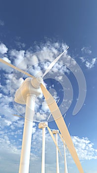 Wind turbines 3D render