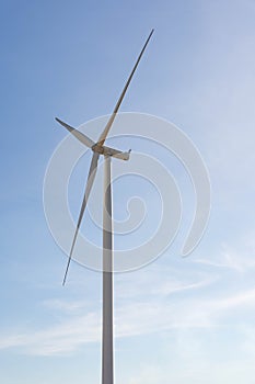 Wind turbines are alternative electricity sources, the concept of sustainable resources, Beautiful sky with wind generators