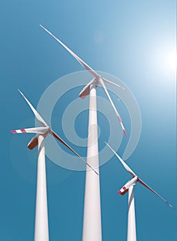 Wind turbines, alternative energy, green energy windfarm