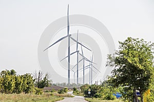 Wind Turbines - alternative energy source. Eco power, wind turbines