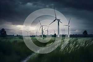 Wind turbines, alternative green energy, Generative AI 2