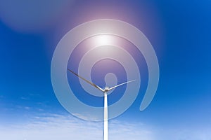 Wind turbines on blue sky