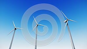 Wind turbines with blue sky in the background