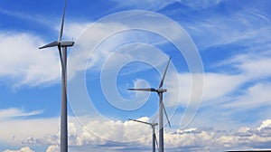 Wind Turbines Blue Sky with Clouds 2