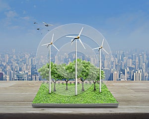 Wind turbines, Business ecological energy concept