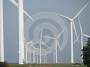 Wind turbines clean energy production air blades wind mill electricity photo