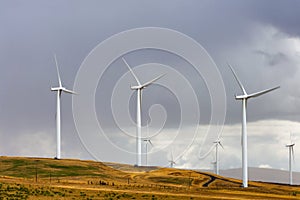 Wind Turbines In The Columbia River Gorge