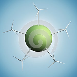 Wind turbines on earth