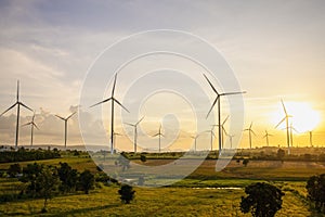 Wind turbines, Eco power and agricultural fields