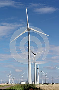 Wind turbines at Eemshaven, Groningen, the Netherlands