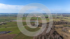 Wind turbines and "Electrum" solar park in Taurage, Lithuania