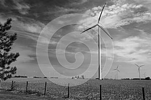 Wind turbines on a farm in Ohio