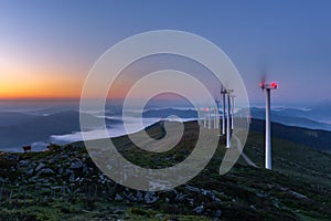 Wind turbines farm, Oiz mountain, Basque Country, Spain photo