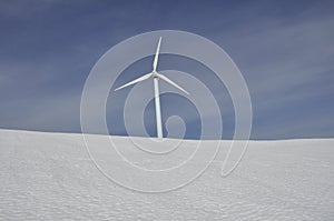 Wind turbines farm in winter