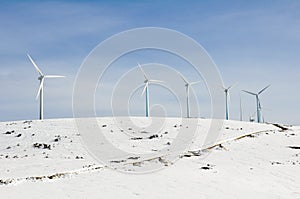 Wind turbines farm in winter (Spain)
