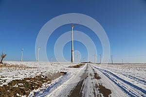 Wind turbines in a field