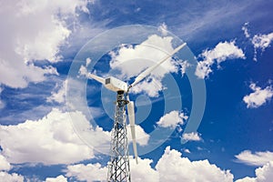 Wind turbines that generate electricity in the fields of Europe.