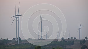 Wind turbines generating electricity, Thailand