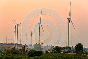 Wind turbines generating electricity, Thailand