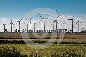 Wind turbines in the green field