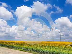 Wind Turbines group generating clean energy