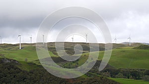 Wind turbines on the hills of Wales near Aberystwyth