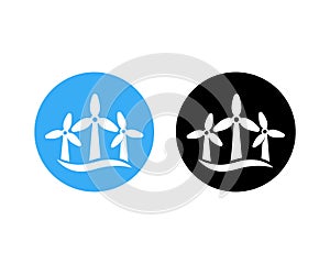 Wind turbines icon set label. Wind farm energy sign. Green electricity. Offshore. Vector on isolated white background. EPS 10