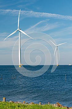 Wind turbines in the IJsselmeer near Urk