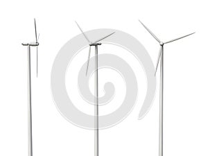 Wind turbines isolated on white